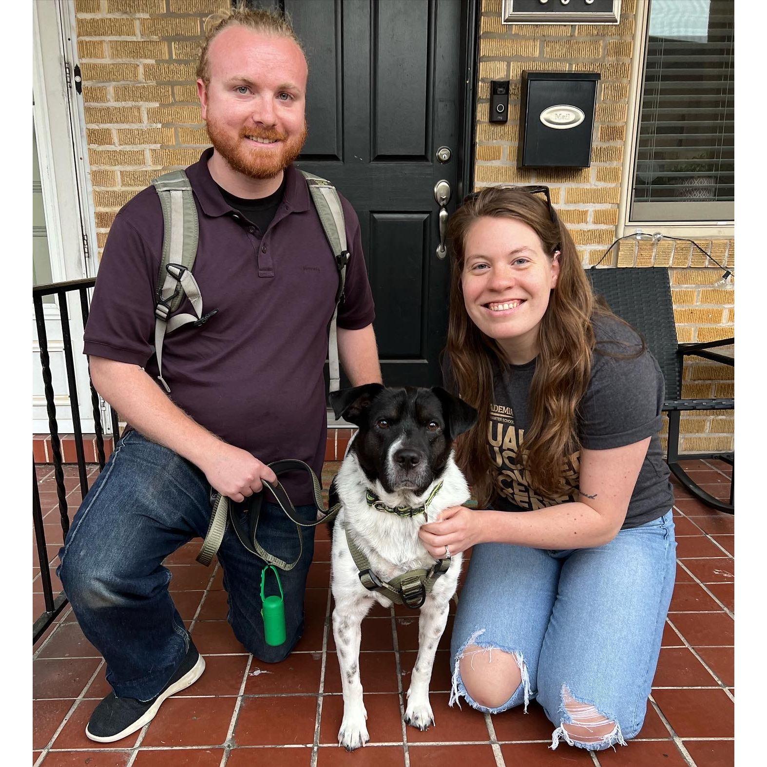 Adopting our dog Corvus: our first picture of our little family <3