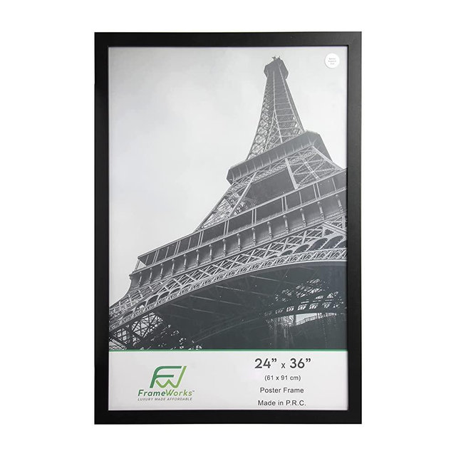 FrameWorks 2-Pack Black Back-Loading Wooden Poster Frame with Classic Edges, 24x36 in