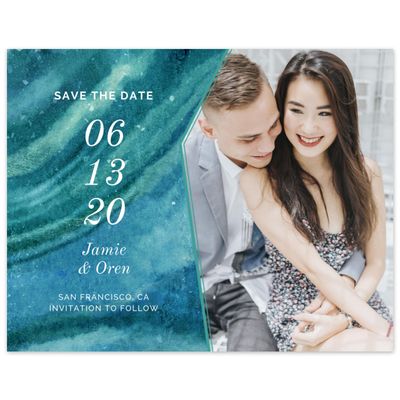 Turquoise, Blue Wedding Digital Save the Date - Larimer Landscape