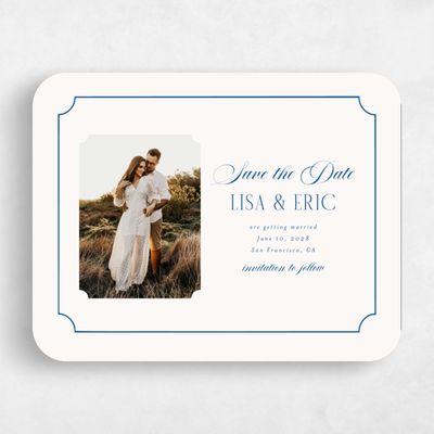 Blue Rounded Wedding Save the Date - Idalia Photo
