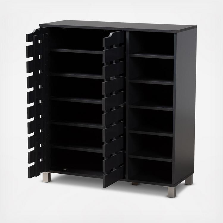 【6590】sho Baxton Studio, Shirley Finished 2-Door Shoe Storage Cabinet with