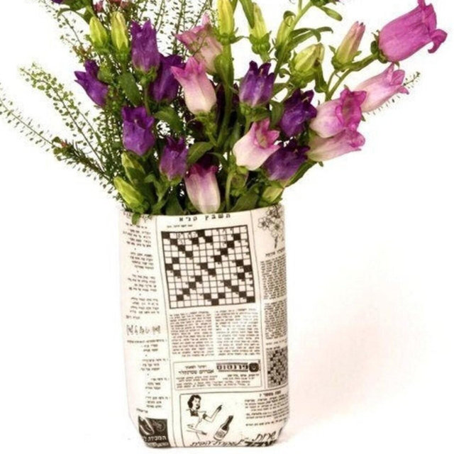 Retro Hebrew Newspaper Vase | Barbara Shaw Gifts
