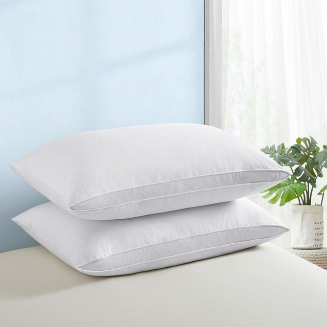 Peace Nest Gusseted Goose Feather Pillows Set of 2, White Oval Gusset, Queen