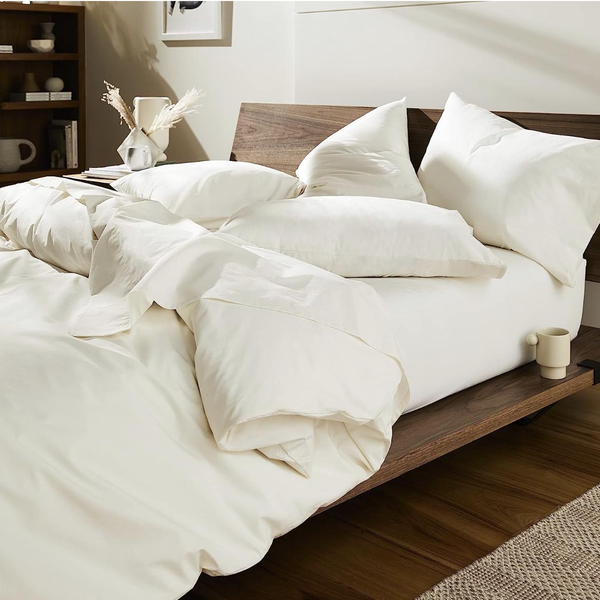 Brooklinen Luxury Percale Core Sheet Set, King Size in Cream - Fitted Sheet, Flat Sheet, 2 Pillowcases | Best Sheets for Hot Sleepers