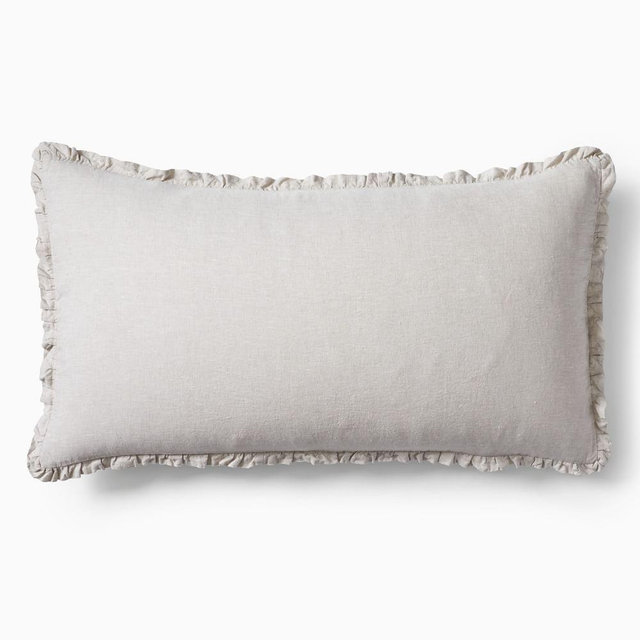 European Flax Linen Ruffle Duvet, King Sham, Natural Flax