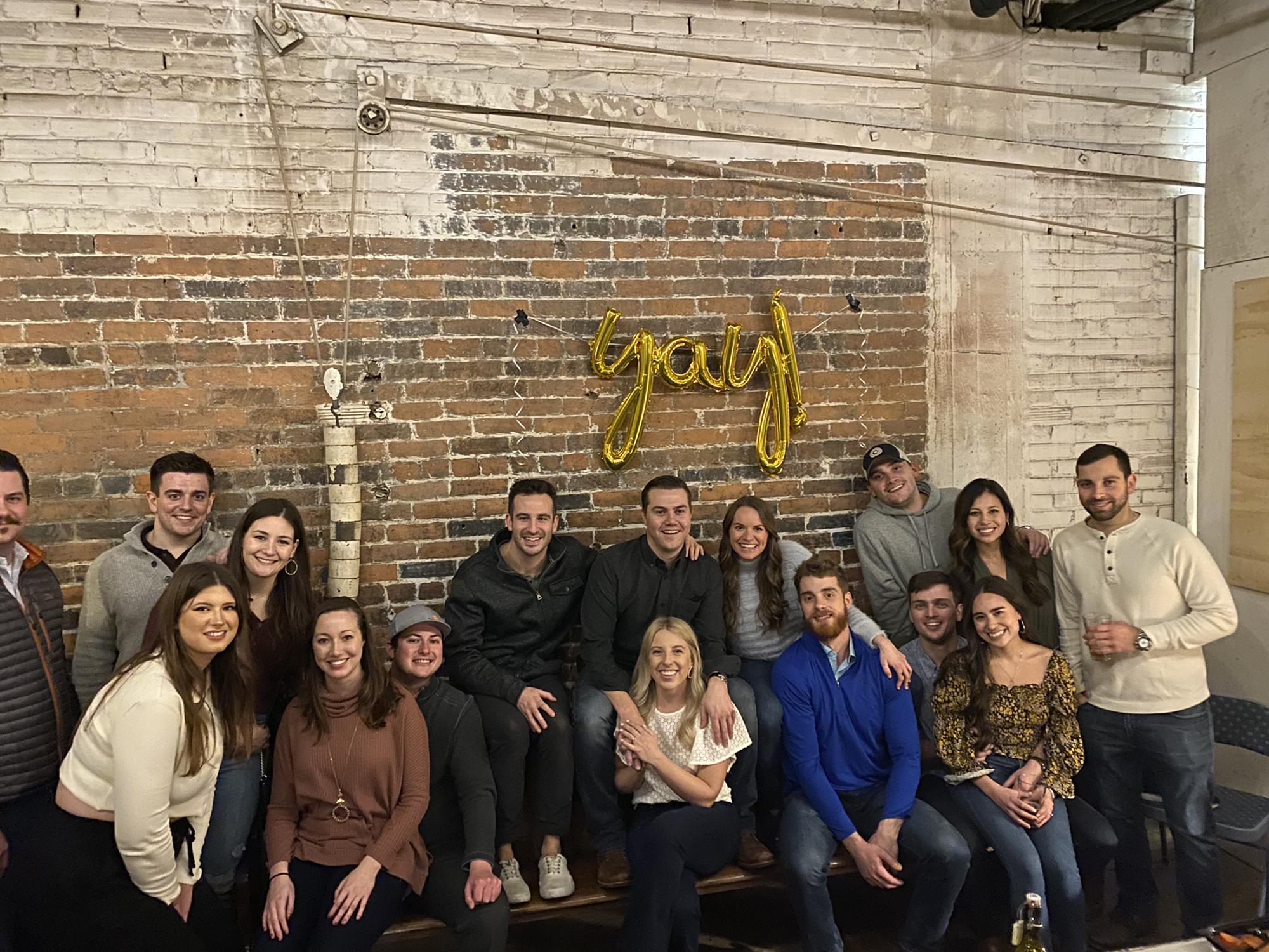 Engagement party with our closest Cincinnati friends at Humble Monk Brewery.