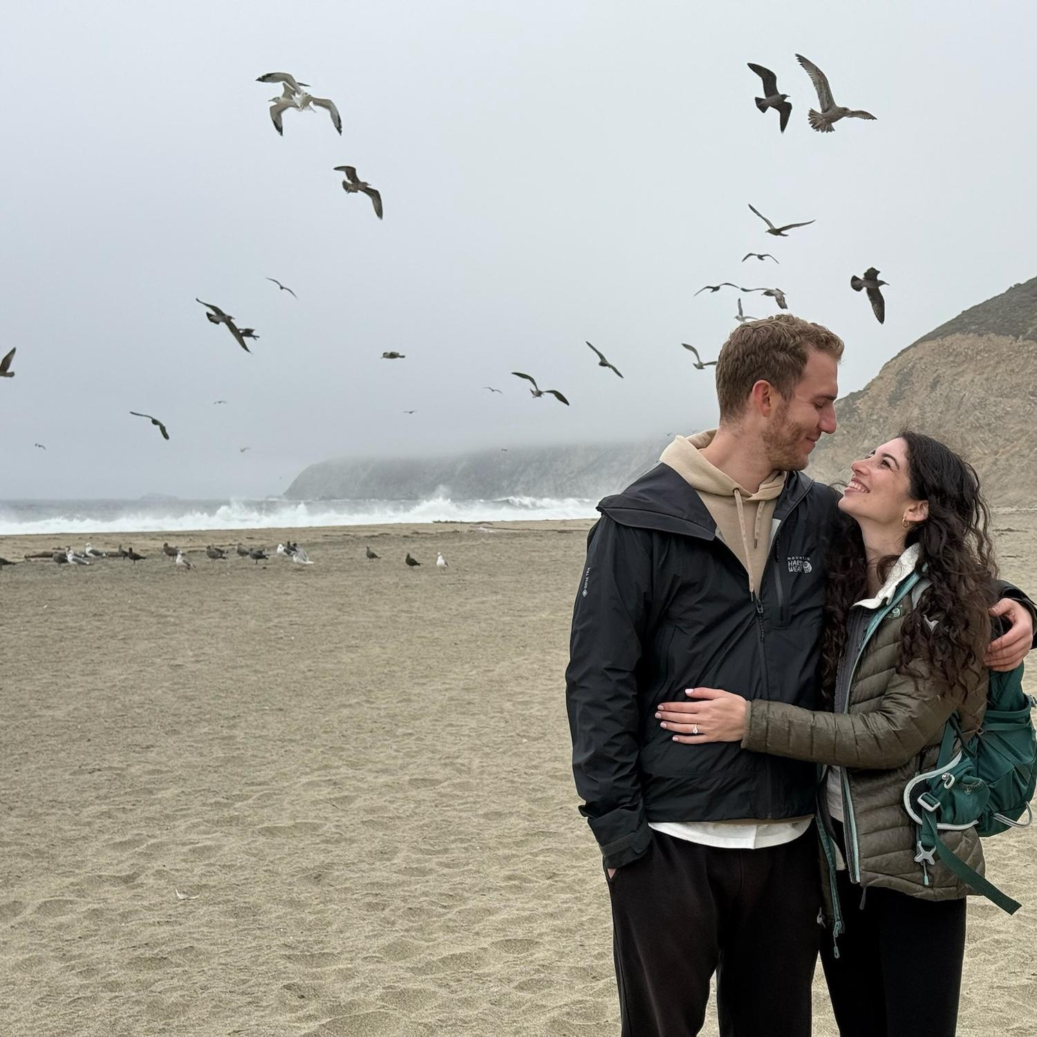 Sam proposing in Point Reyes, CA!  

Fun fact - In Russian, Drozdov means blackbird (thrush) and Golub means dove