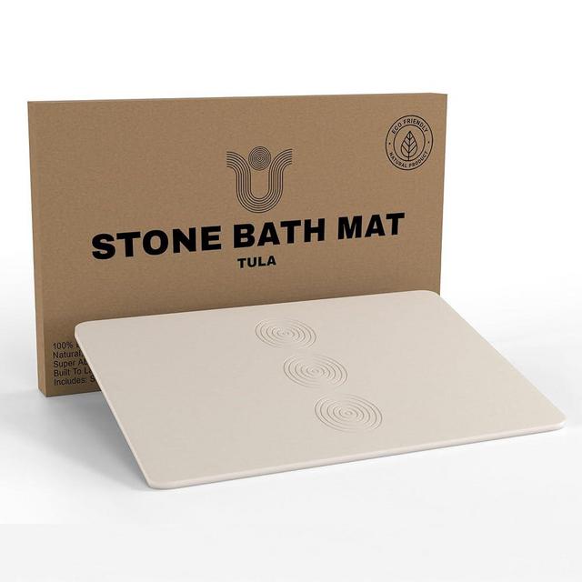 TULA Stone Bath Mat Diatomaceous Earth Bath Mat Super Absorbent Diatomite Shower Mat Quick Dry Non-Slip Bath Stone Mats for Bathroom Floor, Kitchen Counter Stone Mat, 23.5 x 15 Inches