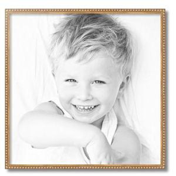 ArtToFrames 24x24 Inch Gold Picture Frame, This 0.80 Inch Custom Wood Poster Frame is Gold Leaf with Bead Compo - Comes with Economy Acrylic and Corrugated Backing (WOMD6864-24x24)