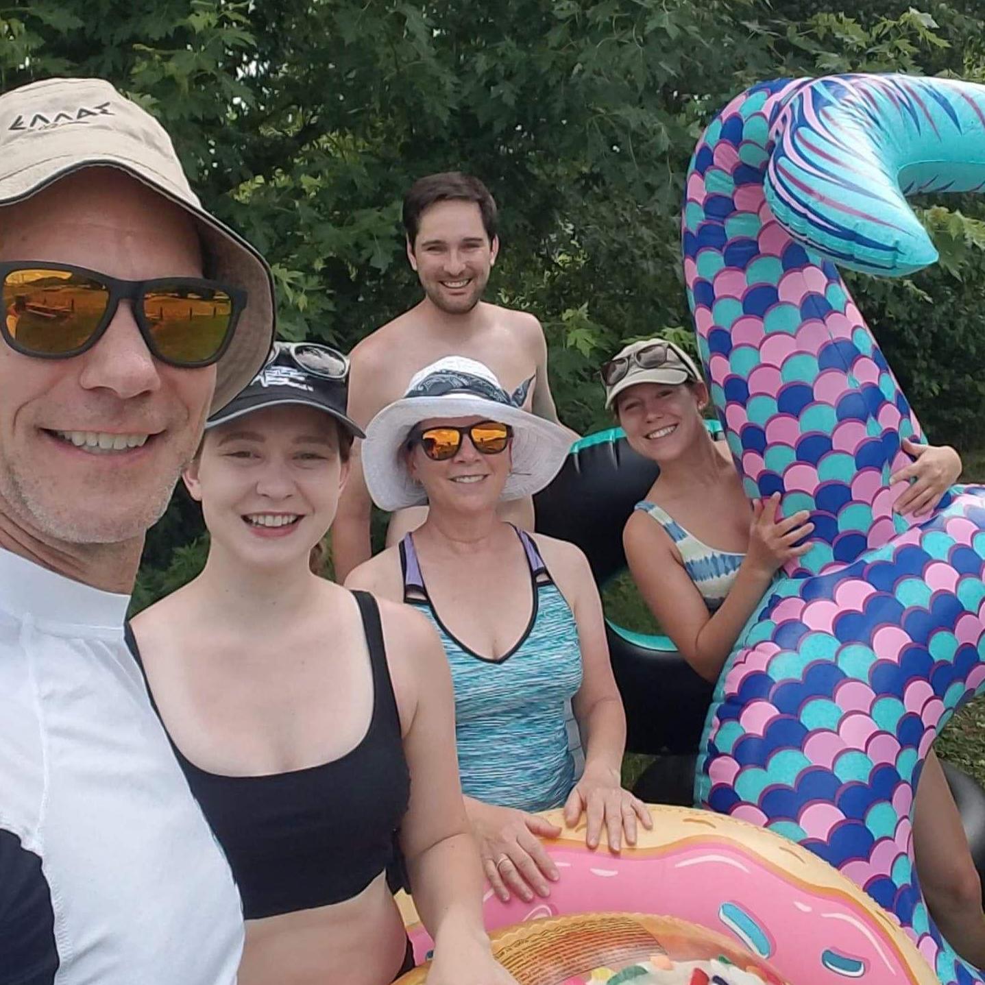 Tubing down the Rivanna River with my family.