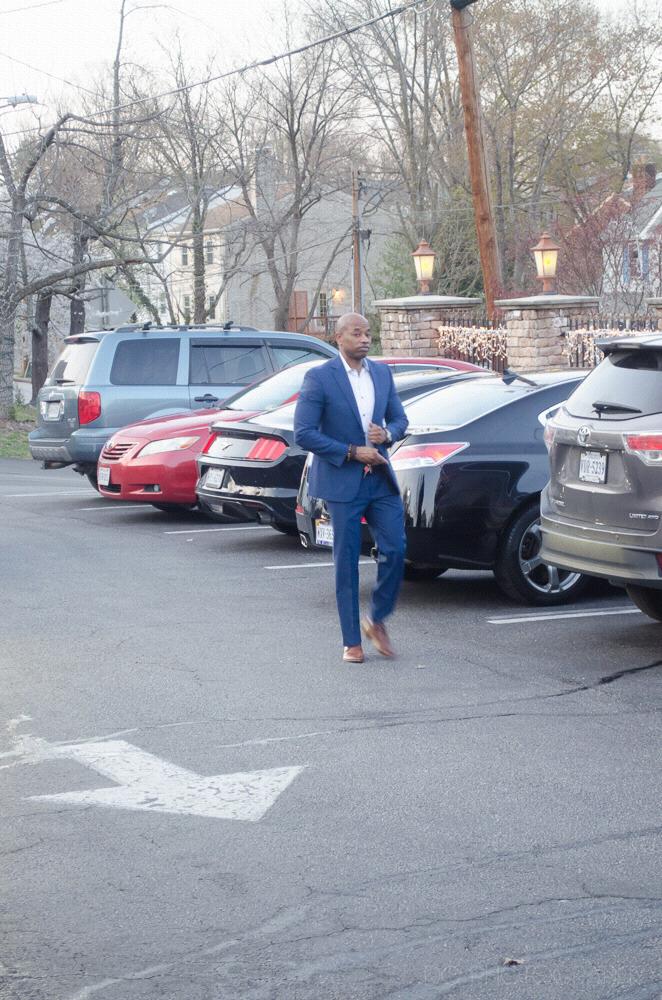 My handsome man making his way to the restaurant. I was still in an Uber en route to the restaurant.
