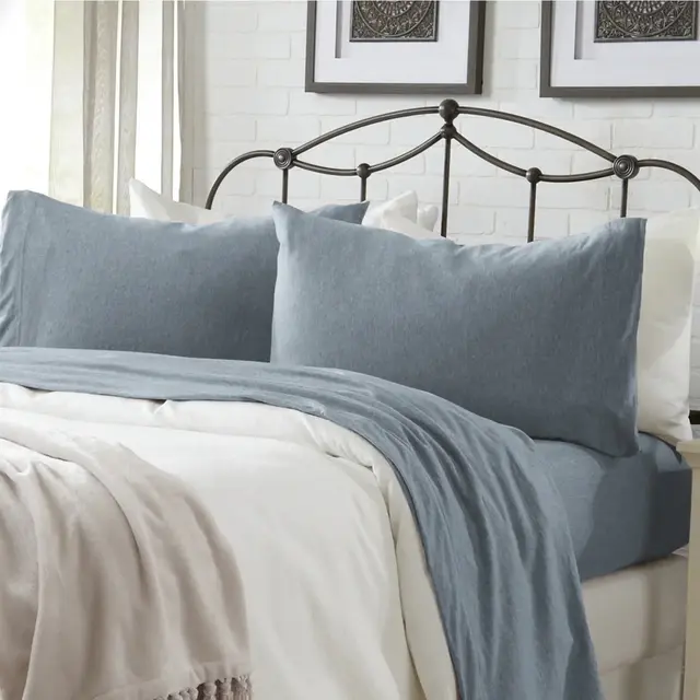 Ultra-Soft Cotton Heathered Melange Jersey Knit Sheet Set - Great Bay Home