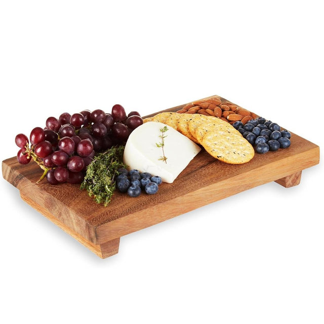 Amazon - Twine Footed Wood Serving Board Decorative Tray Decor, Kitchen Table Decor or Kitchen Counter Decor, Acacia Wood Riser 13in by 8in Set of 1