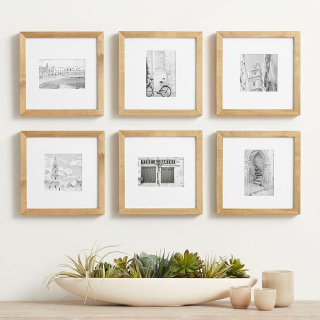 Wood Gallery Frame, 10"x10" Overall (4"x6", 5"x5" Opening) - Natural