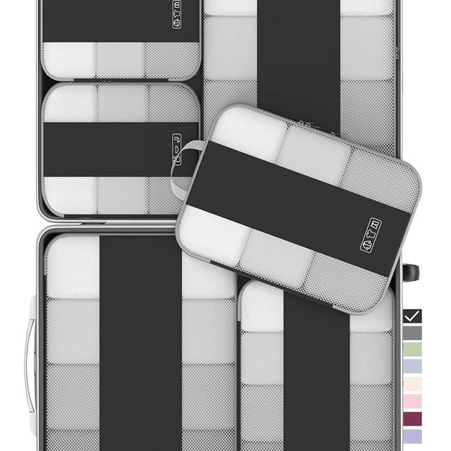6 Set Compression Packing Cubes for Travel Essentials,Compressible Expandable Packing Cubes for Suitcase,OlarHike Luggage Organizer Bags for Travel,Handy Helper for Organizing Clothes(Black)