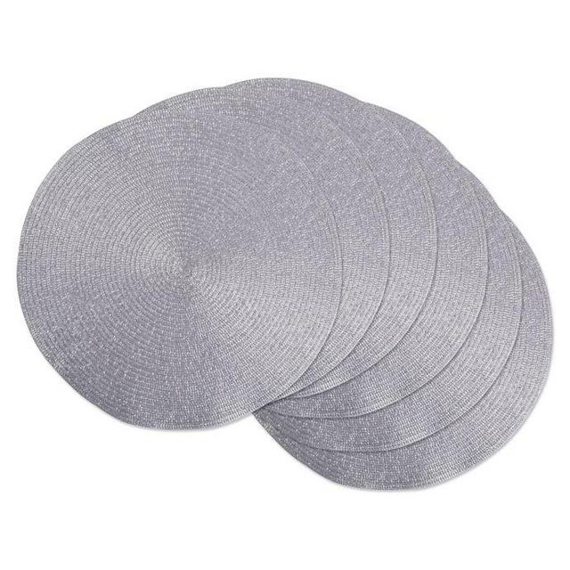 Design Imports Round Woven Metallic Placemats in Silver (Set of 6)