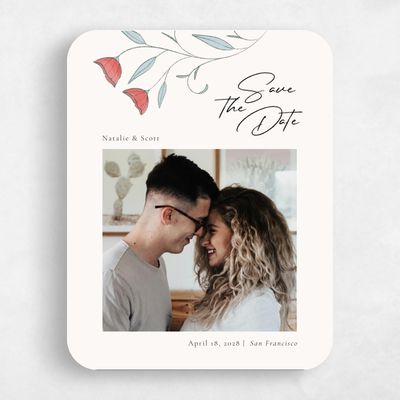 Red Rounded Wedding Save the Date - Sinfonia Photo