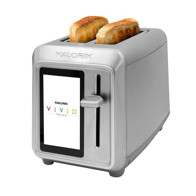 Kalorik Toaster VIVID TOUCH Series 2-Slice with Large High-Resolution Touchscreen and Customizable Cooking Presets by Bread Type, Features Wide Slots and High Lift Lever, 1000-Watts, Stainless-Steel