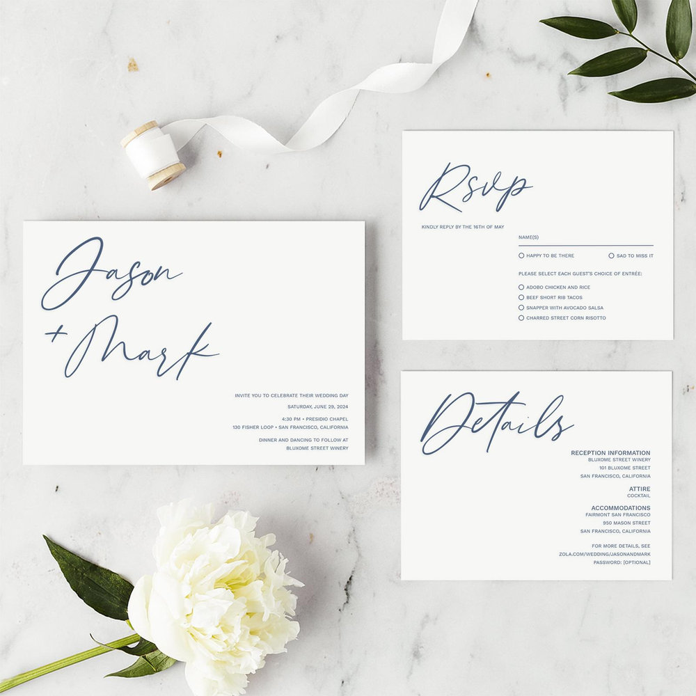 Nahomi Landscape Letterpress | Black | Zola Wedding Invitations
