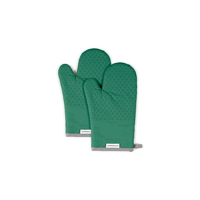 KitchenAid 2pk Cotton Asteroid Oven Mitts Green