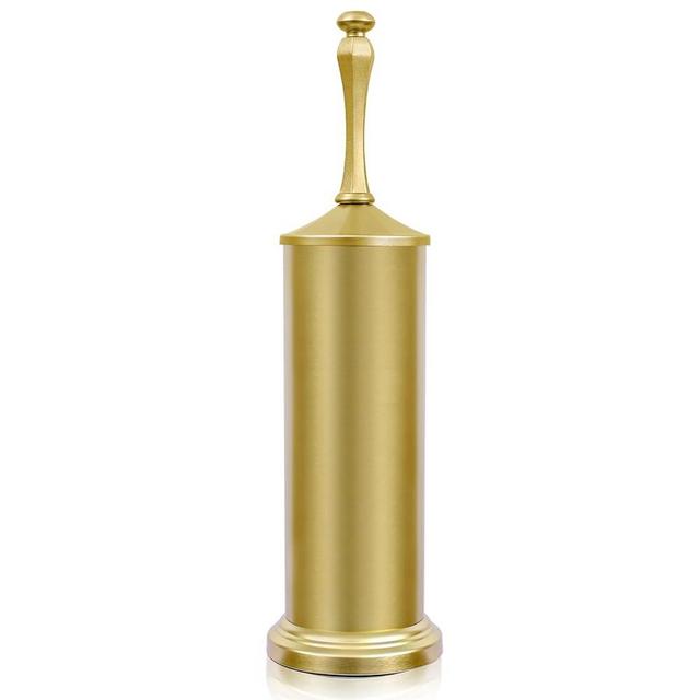 Gold Toilet Brush and Holder，Extra Long Handled Toilet Brush for Bathroom，Stainless Steel Heavy Duty Toilet Bowl Brush,Deep Cleaning Modern Toilet Cleaner Brush -Space Saving, Covered Brush, Durable