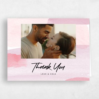 Pink Watercolor Wedding Thank You - Bailey Photo