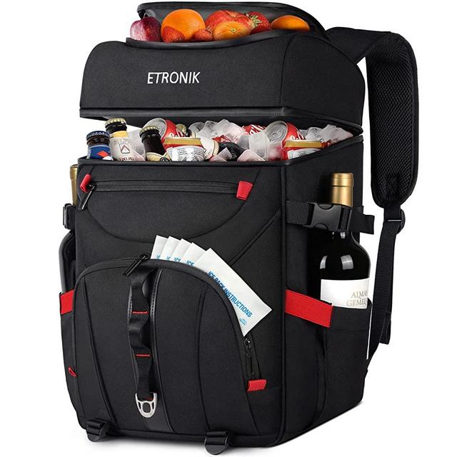 Cooler Backpack 52 Cans, Backpack Cooler Insulated Leak Proof with 5 Ice Packs, Large Backpack Lunch Bag with Warm/Cool Compartments, Soft Cooler Bag for Men Women Work, Hiking, Beach, Camping,Picnics