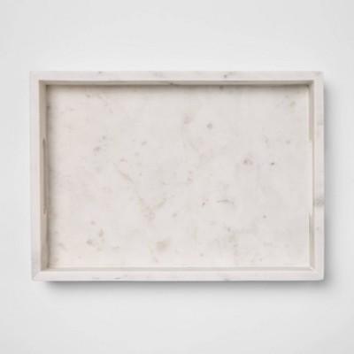 14" x 10" Decorative Marble Rectangle Tray White - Project 62™