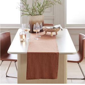European Linen Table Runner in Terracotta