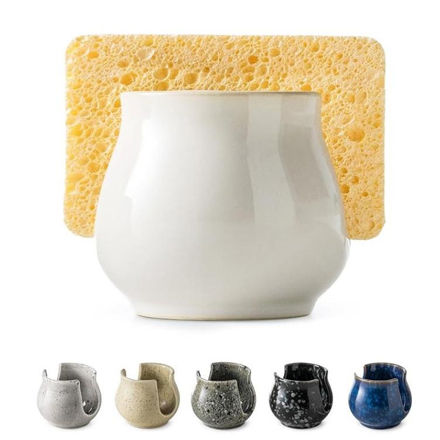 Ceramic Dish Sponge Caddy - White