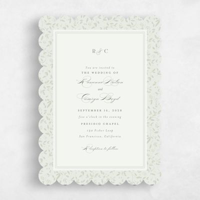 Green Scalloped Wedding Invitation - Manado Classic