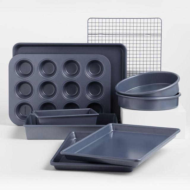 Crate & Barrel Slate Blue 9-Piece Bakeware Set