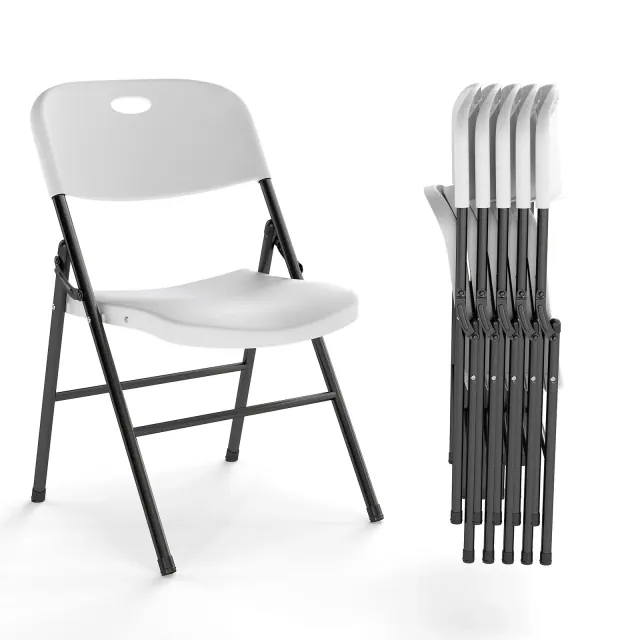 Real Relax 6 Pack Large Back Folding Chair,Heavy Duty Plastic Folding Chair for Indoor Outdoor Events, Wedding, Party, Restaurant, Meeting Room White