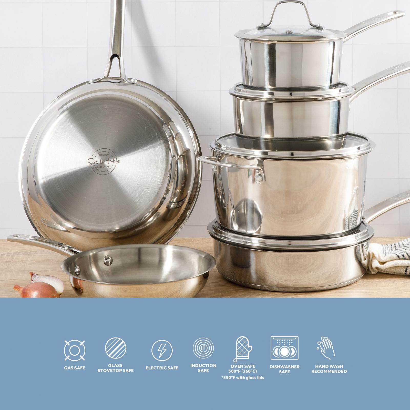 Sur La Table, Pike & Pine 10-Piece Stainless Steel Cookware Set | Zola