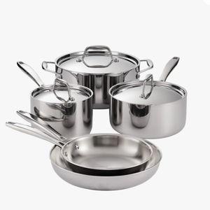 Tramontina Signature Tri-Ply Clad Stainless Steel 8-Piece Cookware Set with Lids, Pots and Pans Kitchen Set, Induction-Ready, Dishwasher-Safe, NSF-Certified, Made in Brazil