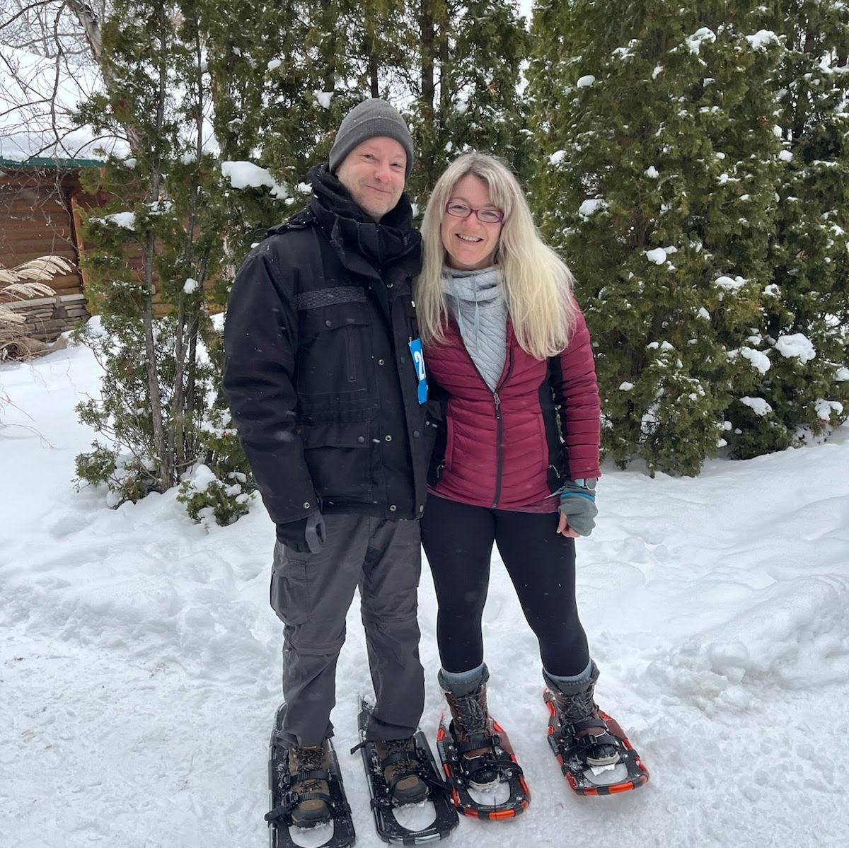 Our first time travelling together!  We went to Traverse City for a snowshoe race.  It was Luke's first time ever on snowshoes!
