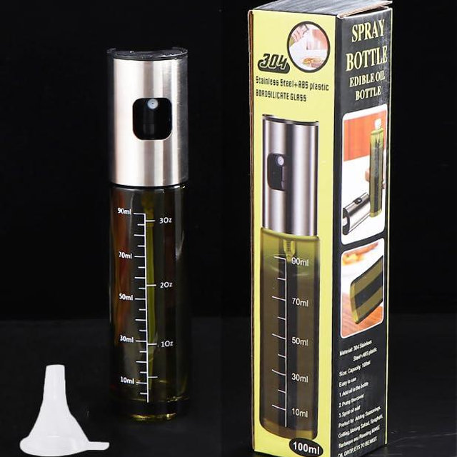 NIKKIER Oil Sprayer for Cooking,100ml Olive Oil Spritzer,Oil Sprayer for Air Fryer, Salad,BBQ,Roasting (Light Blockage)