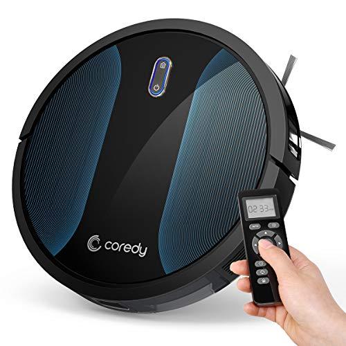 Coredy Robot Vacuum Cleaner, Fully Upgraded, Boundary Strip Supported, 360° Smart Sensor Protection, 1400pa Max Suction, Super Quiet, Self-Charge Robotic Vacuum, Cleans Pet Fur, Hard Floor to Carpet