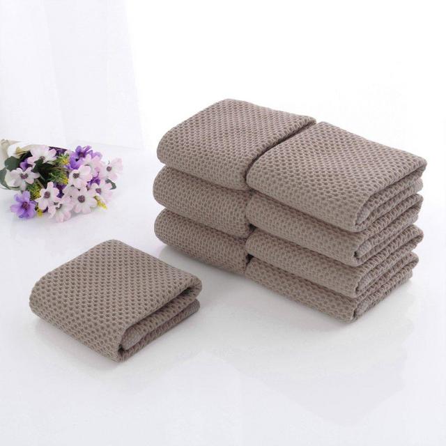 PiccoCasa 8pcs Soft Cotton Waffle Kitchen Dish Cloths Set Brown 13"x13"
