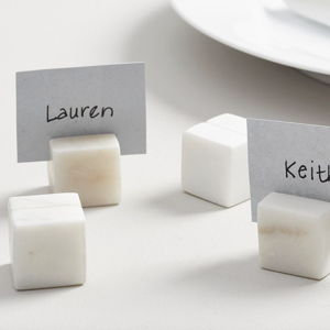 Pottery Barn White Marble Cube Place Card Holders, Set of 4