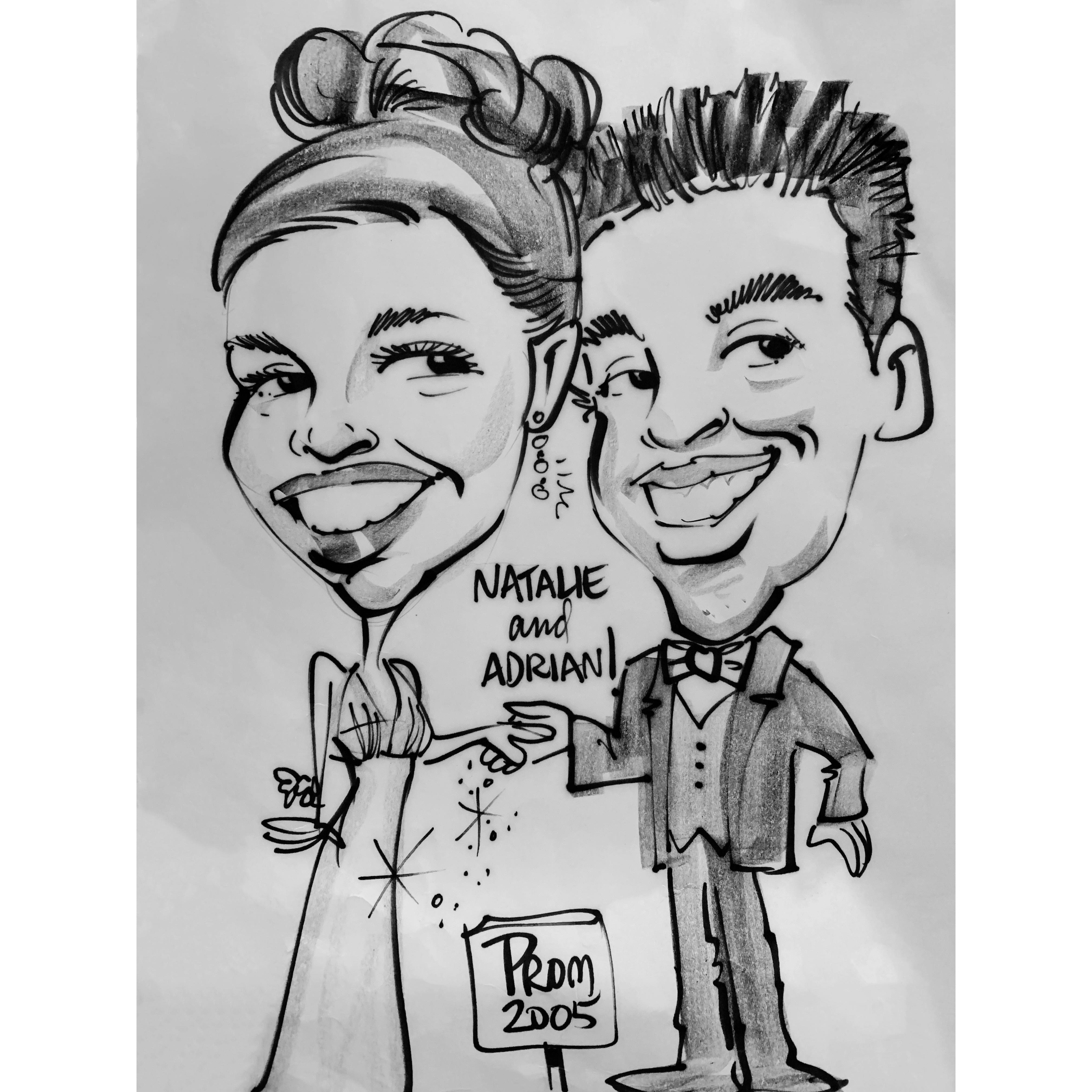 Adrian kept this caricature and pictures all these years