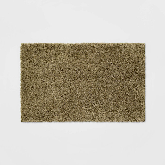 23"x37" Antimicrobial Bath Rug Olive Green - Total Fresh