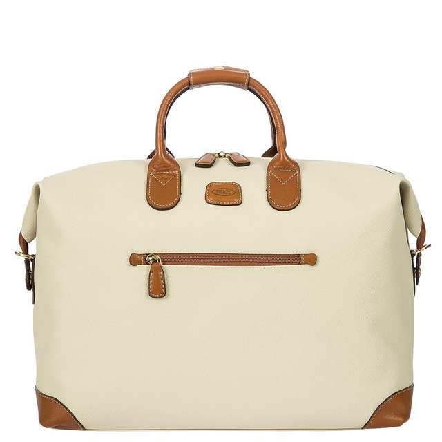 Bric's 18-Inch Cargo Duffle Bag - Luxury Travel Tote With Luggage Sleeve - Weekender Bags and Travel Carry On Bags For Women and Men - Embossed PVC - CREAM