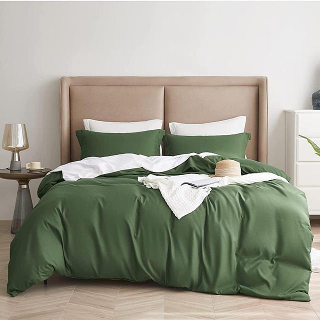 Bedsure Olive Green Duvet Cover King Size - Brushed Microfiber Soft King Duvet Cover Set 3 Pieces with Zipper Closure, 1 Duvet Cover 104x90 inches and 2 Pillow Shams