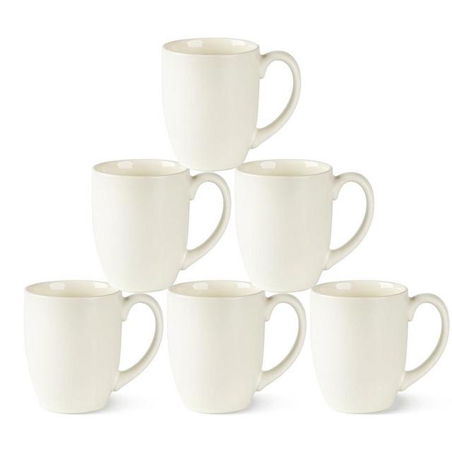 AmorArc 12oz Coffee Mugs Set of 6, Ceramic Coffee Mugs for Man, Woman, Dad, Mom, Modern Coffee Cups with Handle for Tea/Latte/Cappuccino/Cocoa. Dishwasher&Microwave Safe, Light Beige