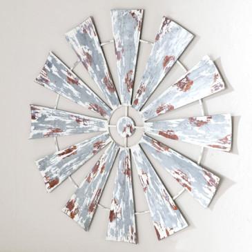 Rustic White Windmill Wall Art