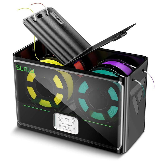 SUNLU Official 3D Printer Filament Dryer S4, 4 Spools Capacity, 3 Circulation Fans, 350W PTC Heater, 70℃ Max Temperature, Power Saving Storage Mode, Nylon TPU PLA PETG ABS Filament Dryer Box, Black