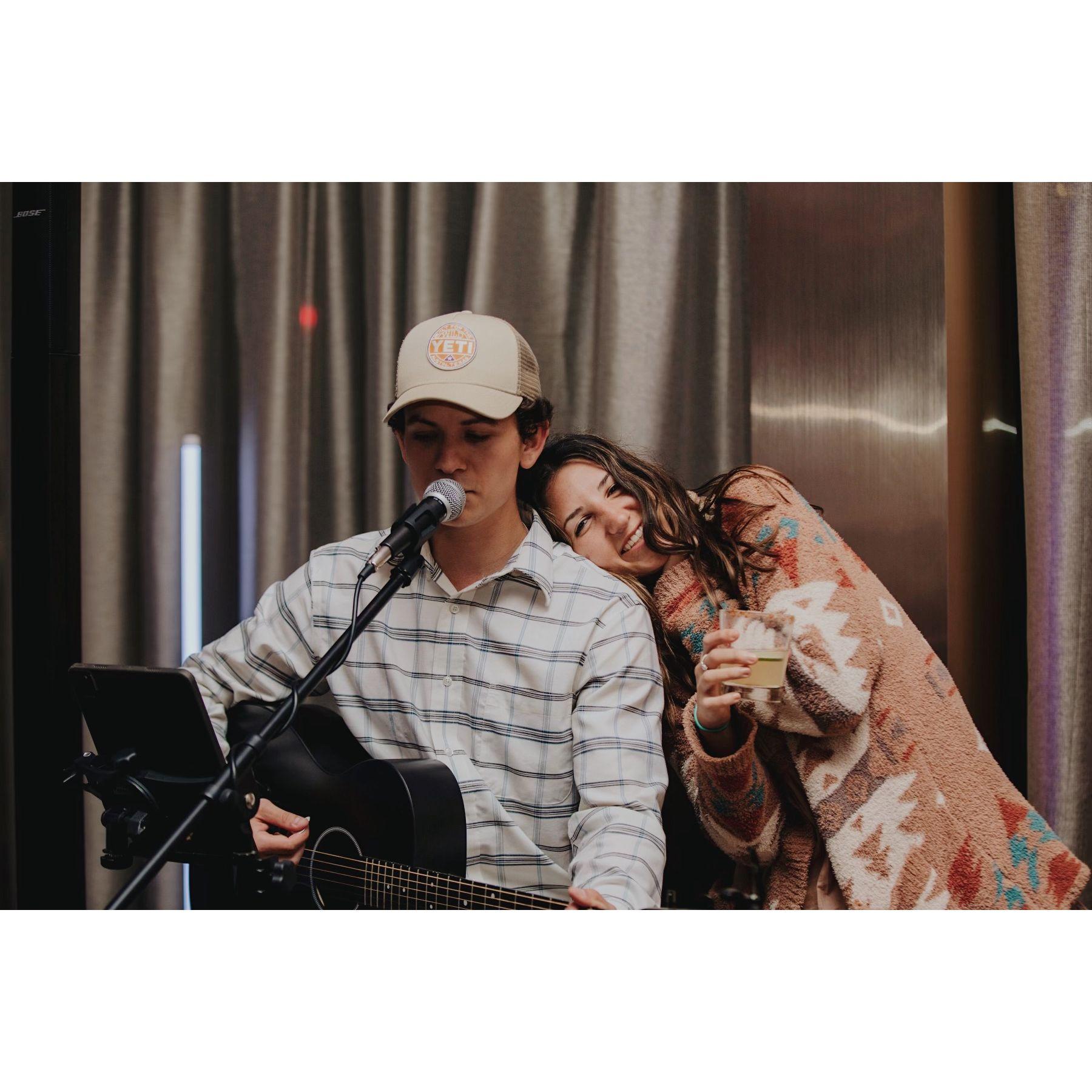 Hunter and Colette flew out to Houston in April for just 24 hours for both a music gig and for Colette to meet his dad, stepmom, and youngest 3 siblings.