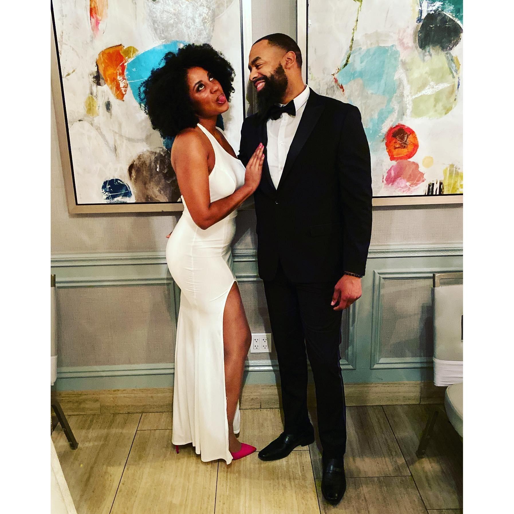 Us being silly while dress to the finest.