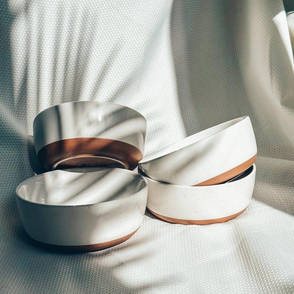 Mora Ceramics Cereal Bowls - 25oz - Vanilla White - Set of 4